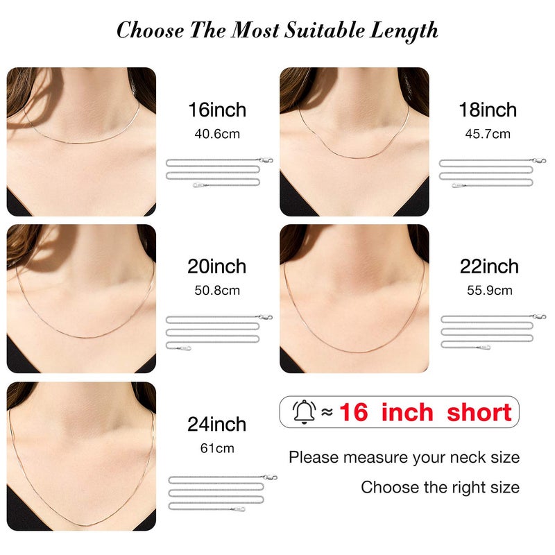 CIELTEAR 925 Sterling Silver Chain Necklace for Women 0.8mm Box Chain, Italian Necklace Chain, Super Strong & Thin & Long16/18/20/22/24 Inches - Image 2